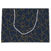 Navy blauw en goud groot cadeauzakje (Voorkant)