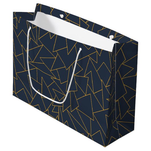 Navy blauw en goud groot cadeauzakje (Voorkant Gekanteld)