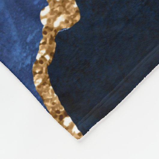 Navy Blauw en Goud Marmer Agaat Fleece Deken (Hoek)