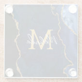 Navy Blauw en Goud Marmer Agaat Glazen Onderzetter (Achterkant)