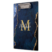 Navy Blauw en Goud Marmer Agaat Klembord (Links)