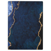 Navy Blauw en Goud Marmer Agaat Klembord (Achterkant)