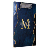 Navy Blauw en Goud Marmer Agaat Klembord (Rechts)