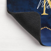 Navy Blauw en Goud Marmer Agaat Muismat (Hoek)