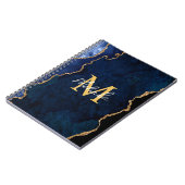 Navy Blauw en Goud Marmer Agaat Notitieboek (Linkerzijde)