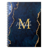 Navy Blauw en Goud Marmer Agaat Notitieboek (Voorkant)