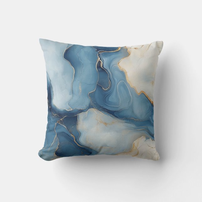 Navy blauw en goud marmer decoratief Sierkussen (Voorkant)