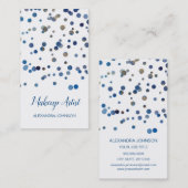 Navy blauw en goud moderne Confetti make-up artist Visitekaartje (Voorkant / Achterkant)