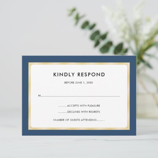 Navy blauw en goud | RSVP (Staand voorkant)