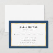 Navy blauw en goud | RSVP Kaartje (Voorkant / Achterkant)