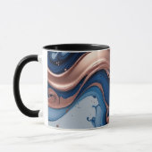 Navy blauw en goud vloeibaar marmer Abstract Mok (Links)