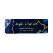 Navy-blauw en gouden agat marmeren verjaardagsfees