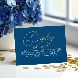 Navy Blauw en Gouden Baby Shower - Display Shower Informatiekaartje