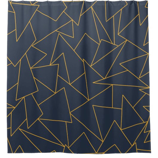 Navy blauw en gouden geometrisch douchegordijn (Voorkant)
