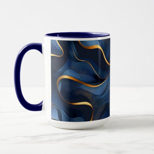 Navy blauw en gouden koffie Mok (Links)