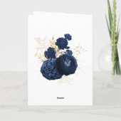 Navy-blauw en gouden vintage rozen foto bedankkaart (Achterkant)