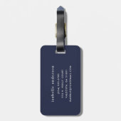 Navy blauw en groen chique strepen hart monogram bagagelabel (Achterkant verticaal)