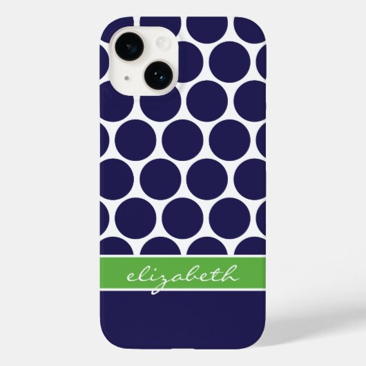 Navy Blauw en Groen Mod Grote Stippen Custom Monog Case-Mate iPhone Case (Achterkant)
