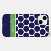 Navy Blauw en Groen Mod Grote Stippen Custom Monog Case-Mate iPhone Case (Achterkant (horizontaal))