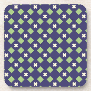 Navy Blauw en Groen Mozaïek Bier Onderzetter