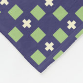 Navy Blauw en Groen Mozaïek Fleece Deken (Hoek)