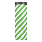 Navy Blauw en Groen Preppy Strepen Monogram Thermosbeker (Achterkant)