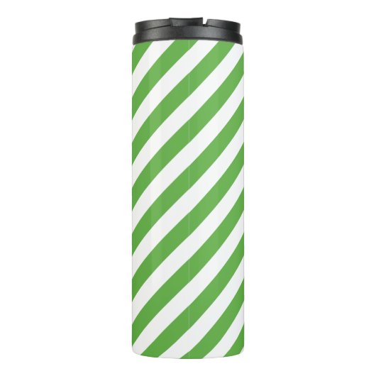 Navy Blauw en Groen Preppy Strepen Monogram Thermosbeker (Achterkant)