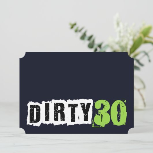 Navy blauw en groen vuil 30e verjaardagsfeest kaart (Staand voorkant)