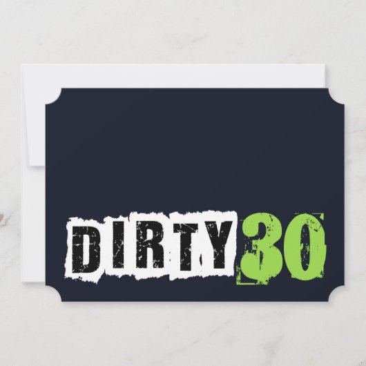 Navy blauw en groen vuil 30e verjaardagsfeest kaart (Voorkant)