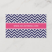 Navy Blauw en Hot Pink Chevron Custom Monogram Visitekaartje (Achterkant)