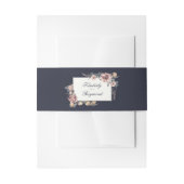 Navy Blauw en Mauve Blush Bloemen Bruiloft Uitnodigingen Wikkel (Voorkant Voorbeeld)