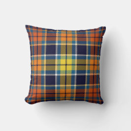 Navy blauw en Oranje plaid Kussen