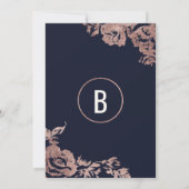 Navy Blauw en Roos Goud Bloemen Brunch en Bubbly Kaart (Achterkant)