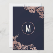 Navy Blauw en Roos Goud Bloemen Verjaardagsfeest Kaart (Achterkant)