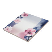Navy Blauw en Roze Bloemen Tegeltje (Zijkant)