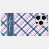 Navy blauw en roze geplakt patroon Case-Mate iPhone case (Achterkant (horizontaal))