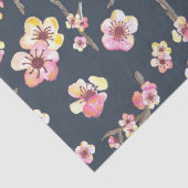 Navy Blauw en Roze Kersenbloesem Bloemen Tissuepapier (Detail)