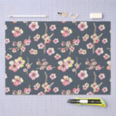 Navy Blauw en Roze Kersenbloesem Bloemen Tissuepapier (Craft)