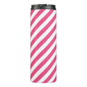 Navy Blauw en Roze Preppy Strepen Monogram Thermosbeker (Achterkant)