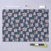Navy Blauw en Roze Schattigee Pinguïns Patroon Ker Tissuepapier (Craft)