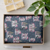 Navy Blauw en Roze Schattigee Pinguïns Patroon Ker Tissuepapier (Geschenk)