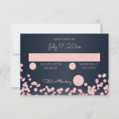 Navy Blauw en Roze Sparkle Wedding Reactie RSVP Kaartje (Voorkant)
