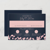 Navy Blauw en Roze Sparkle Wedding Reactie RSVP Kaartje (Voorkant / Achterkant)