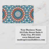 Navy Blauw en Sinaasappel op White Medallion Art Visitekaartje (Voorkant / Achterkant)