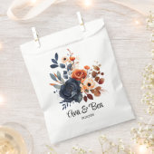 Navy Blauw en Sinaasappel Pioen Bruiloft Bedankzakje (Geknipt)