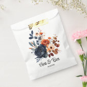 Navy Blauw en Sinaasappel Pioen Bruiloft Bedankzakje (Gezegeld)