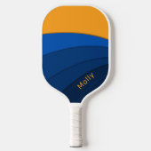 Navy Blauw en Sinaasappel Vet Patroon Aangepaste n Pickleball Paddle (Voorkant)