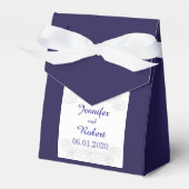 Navy Blauw en Wit Bloemen Bruiloft Favor Box Bedankdoosjes (Voorkant Zijde)