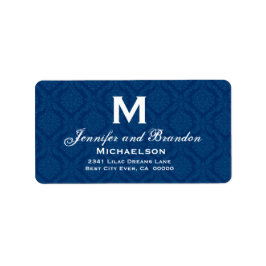 Navy Blauw en Wit Bruiloft Monogram Gepersonalisee Etiket