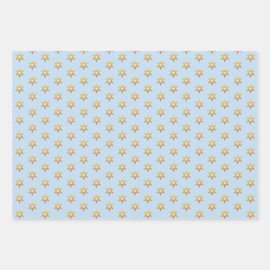 Navy blauw en wit Chanoeka Golden David Star Inpakpapier Vel (Voorkant)